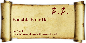 Pascht Patrik névjegykártya